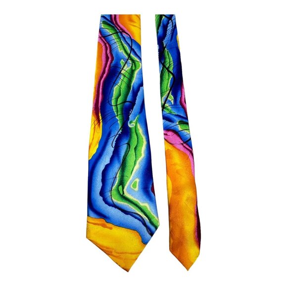 J. García 100% Silk Collection 60 Men's Tie Liquid Torso Multicolor 3.5" Width - Picture 1 of 5